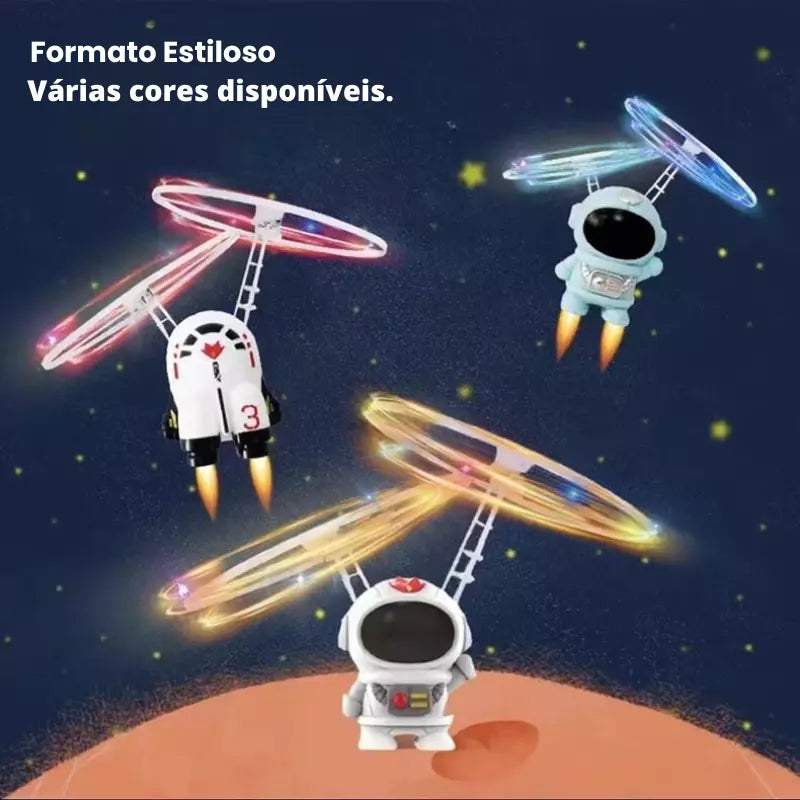 Mini Drone Infantil Robô Voador Astronauta e Luzes Brilhantes