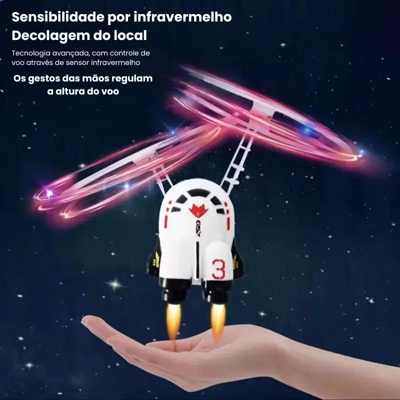 Mini Drone Infantil Robô Voador Astronauta e Luzes Brilhantes