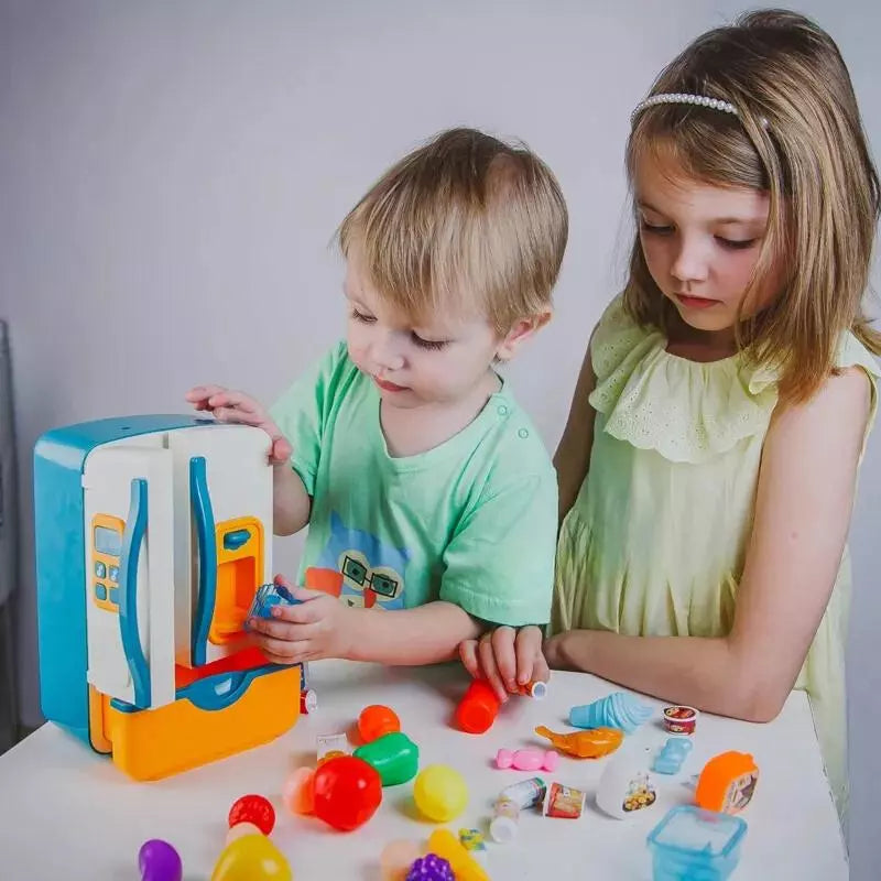 Cozinha Infantil Geladeira com Dispenser de Gelo e Acessórios