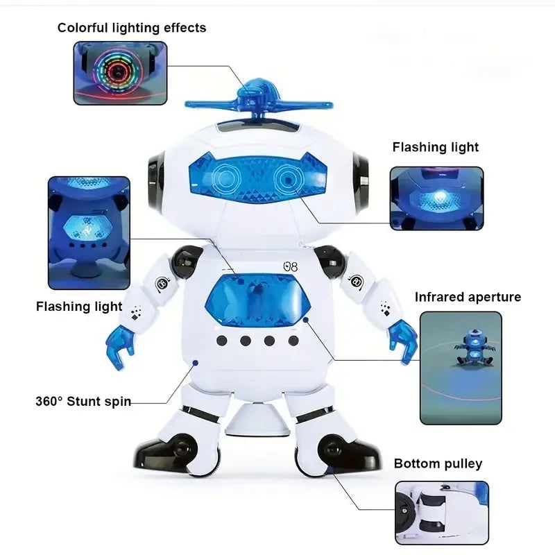 Robô de Brinquedo Dançarino Giratório com Luzes LED