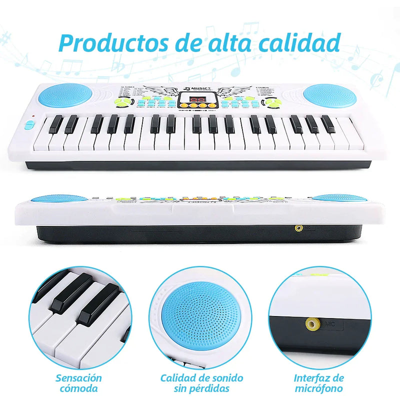 Piano Infantil com 37 Teclas - Microfone e Diversão Musical