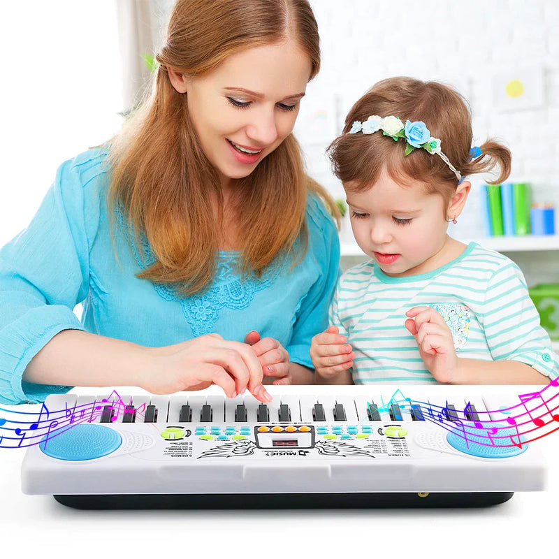 Piano Infantil com 37 Teclas - Microfone e Diversão Musical